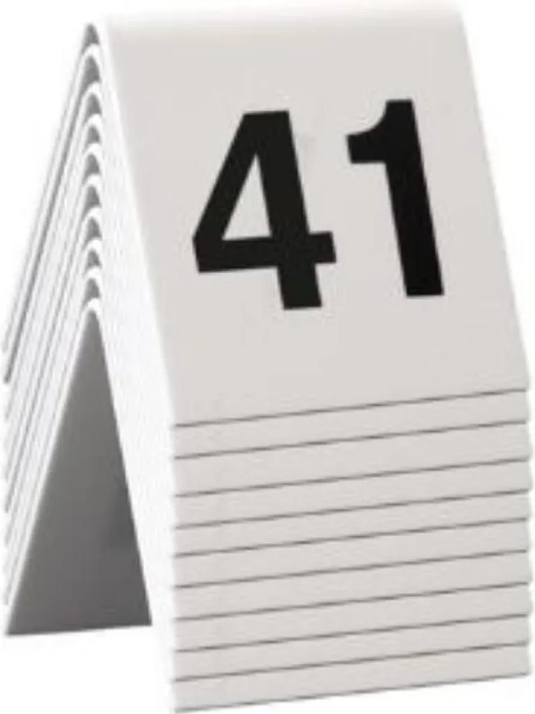 Numéro de table pour mariage et événement set 41 à 50 blanc Securit