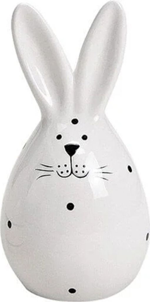 Porzellan Osterei Hase mit Punkten in Schwarz/Weiß, 10 cm Produktbild 