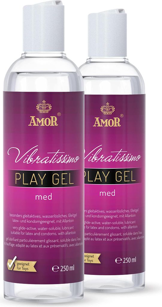Vibratissimo Play Gel med 2x250 ml | Gleitmittel Hautfreundlich | Lubricant Gel Für Silikon Toys & Latexkondome geeignet