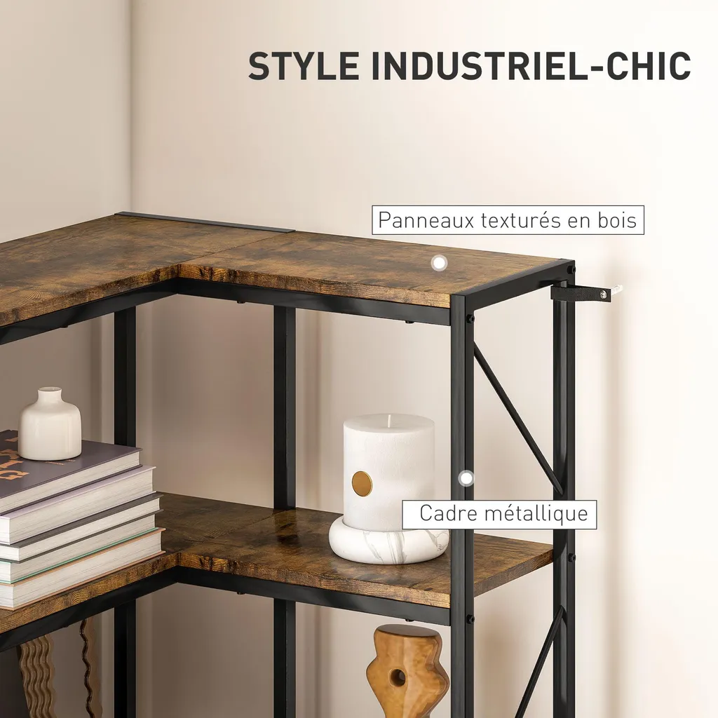 Meuble d'angle de rangement 7 niveaux pour optimiser vos petits espaces