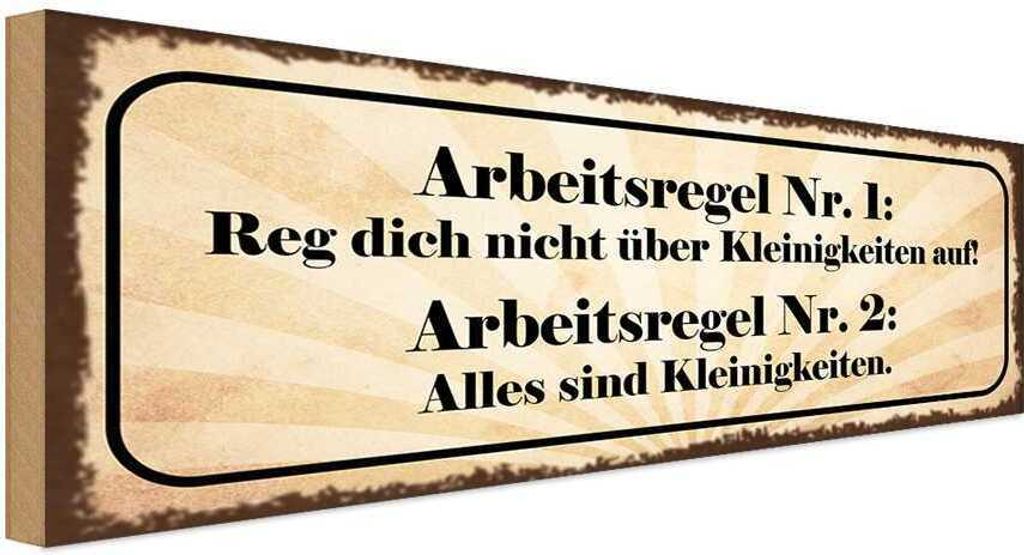 vianmo Holzschild 10x27 cm Arbeitsregel Nr.1 reg dich nicht