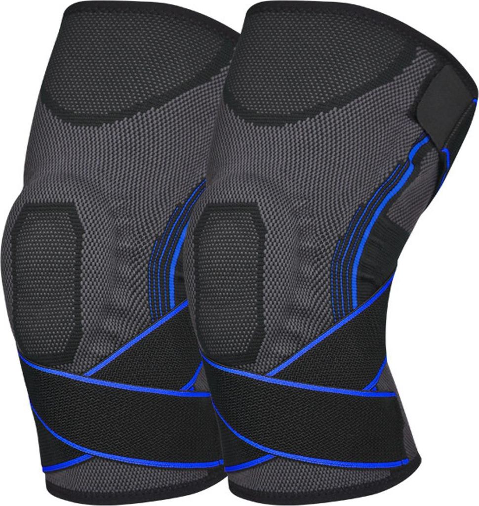Sport-Knieschoner, Kniebandage, rutschfester, elastischer Nylon-Schutz, blau, Größe L