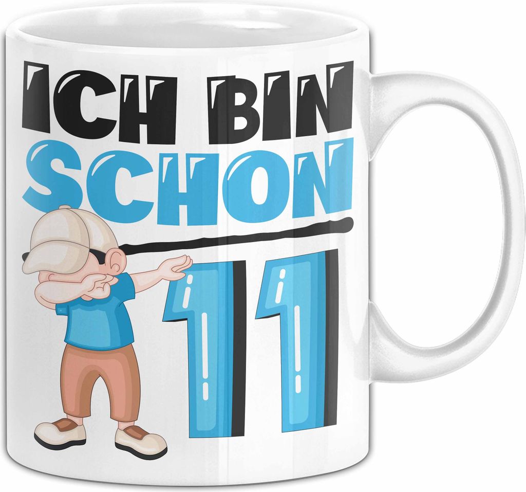11. Geburtstag Geschenk Tasse Becher Jungs Dab Geburtstagsgeschenk Ich Bin Schon 11 (Weiß)