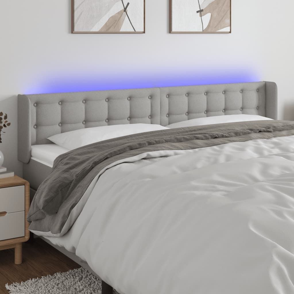 Langlebig LED Kopfteil Hellgrau 163x16x78/88 cm Stoff - Kopfteile Octo9354537 3parcel