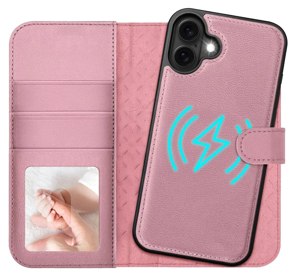 MOBESV Custodia IPhone 16 Plus 2-in-1 Pelle Con Portafoglio E Supporto – Magnetica Per MagSafe – Blu Reale