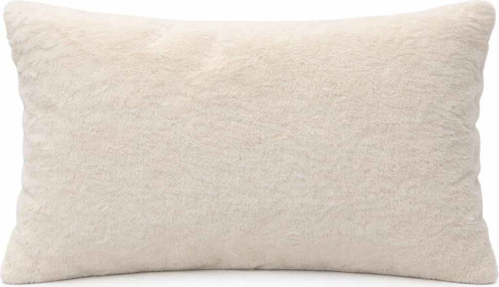 Dekokissen 30x50cm ohne Füllung Weiß PLÜSCH Bär Schlicht Produktbild 
