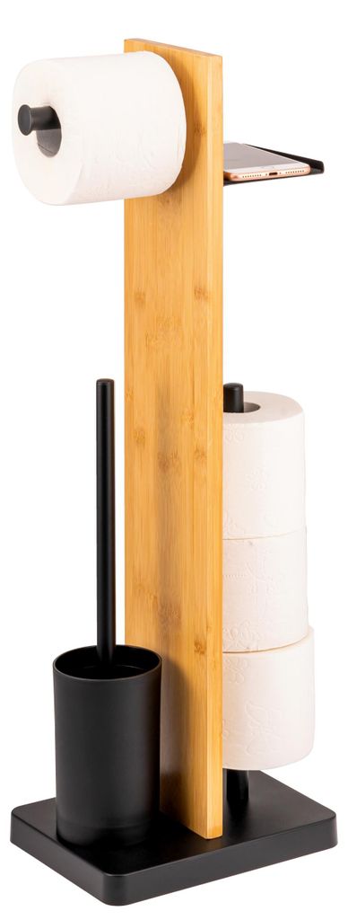 Ensemble WC sur pied eluno 4-en-1, brosse WC, porte-rouleau Image du produit 