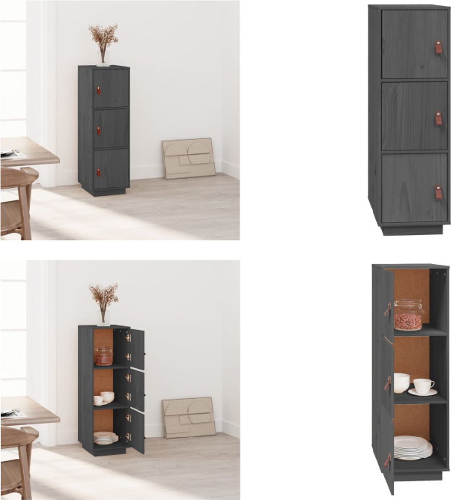 vidaXL Highboard Grau 34x40x108,5 cm Massivholz Kiefer - Highboard - Highboards - Sideboard - Schrank