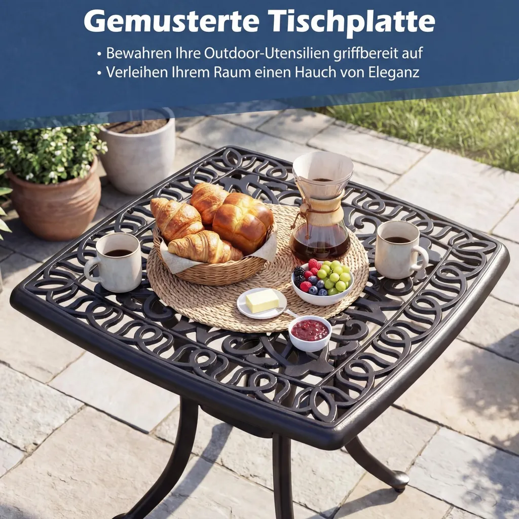 Table d'appoint extérieure avec trou pour parasol et patins réglables - 7
