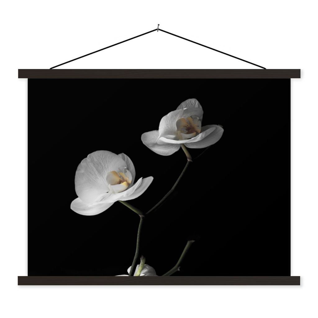 MuchoWow Textilposter Orchidee - Blumen - Schwarz - Weiß - Stilleben 150x113 cm mit schwarzem Rahmen - Wohnzimmer