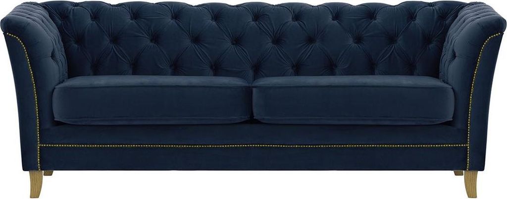 Dreisitzer-Sofa Karin-Velluto 11-helle Eiche-rustikales Gold