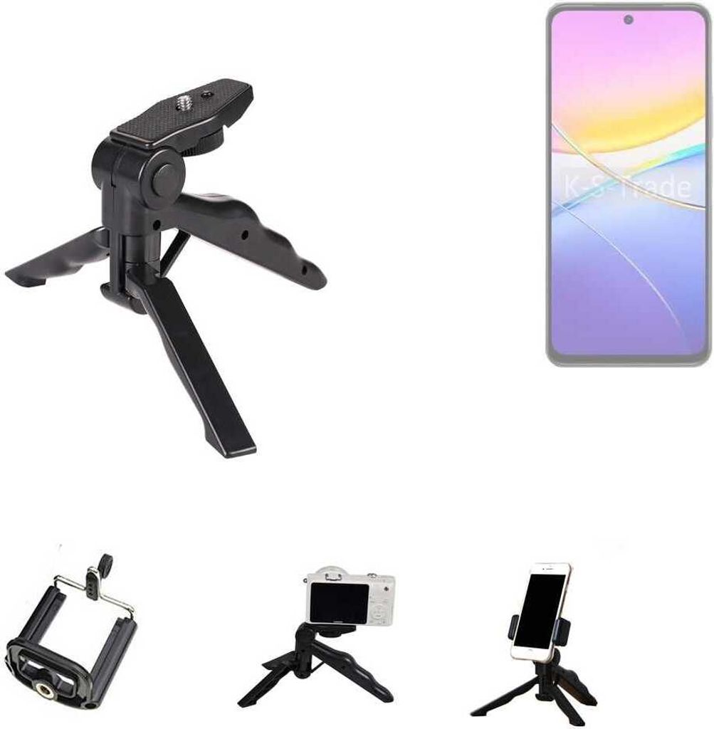 K-S-Trade Stativ Tisch-Ständer Dreibein Handy-Stativ Ständer kompatibel mit Vivo Y37m 5G Mini-Stativ Smartphone Tripod Handy-Stativ aus Plastik
