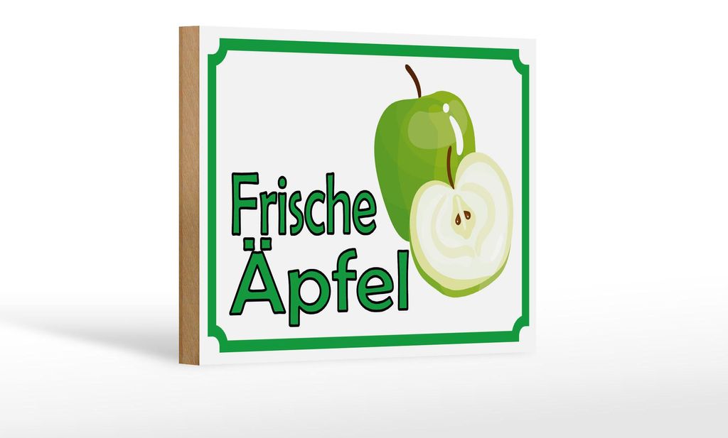 Holzschild Hinweis 18x12cm frische Äpfel Verkauf Hofladen