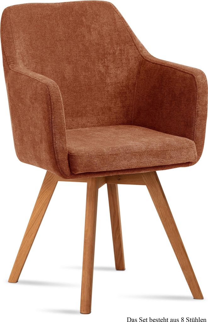 Armlehnstuhl (8er-Set) Dolli 57x87x60 Eiche geölt/Cognac