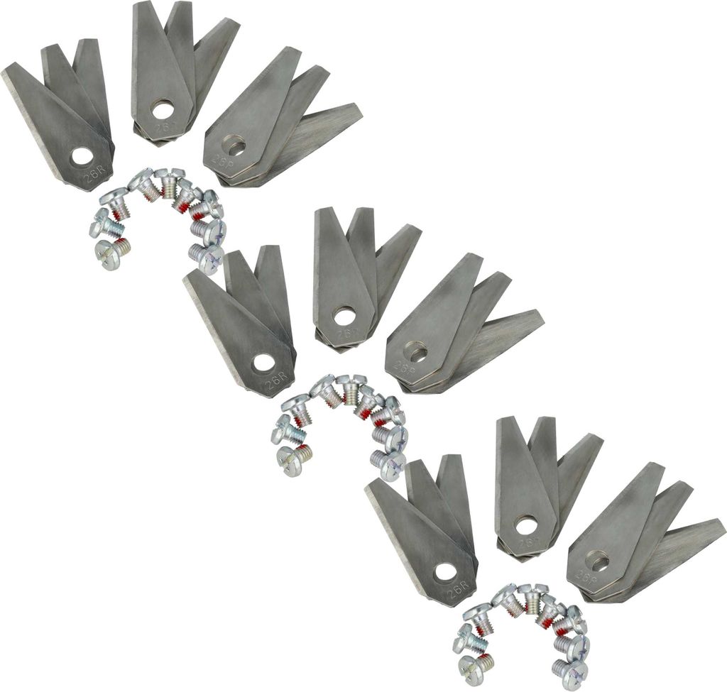 vhbw 27x Ersatz-Messer kompatibel mit Bosch Indego 1000 Connect, 1300, 1200, 1000, 1200 Connect, 1100 Connect Rasenmäher - Ersatzklinge Silber, Stahl