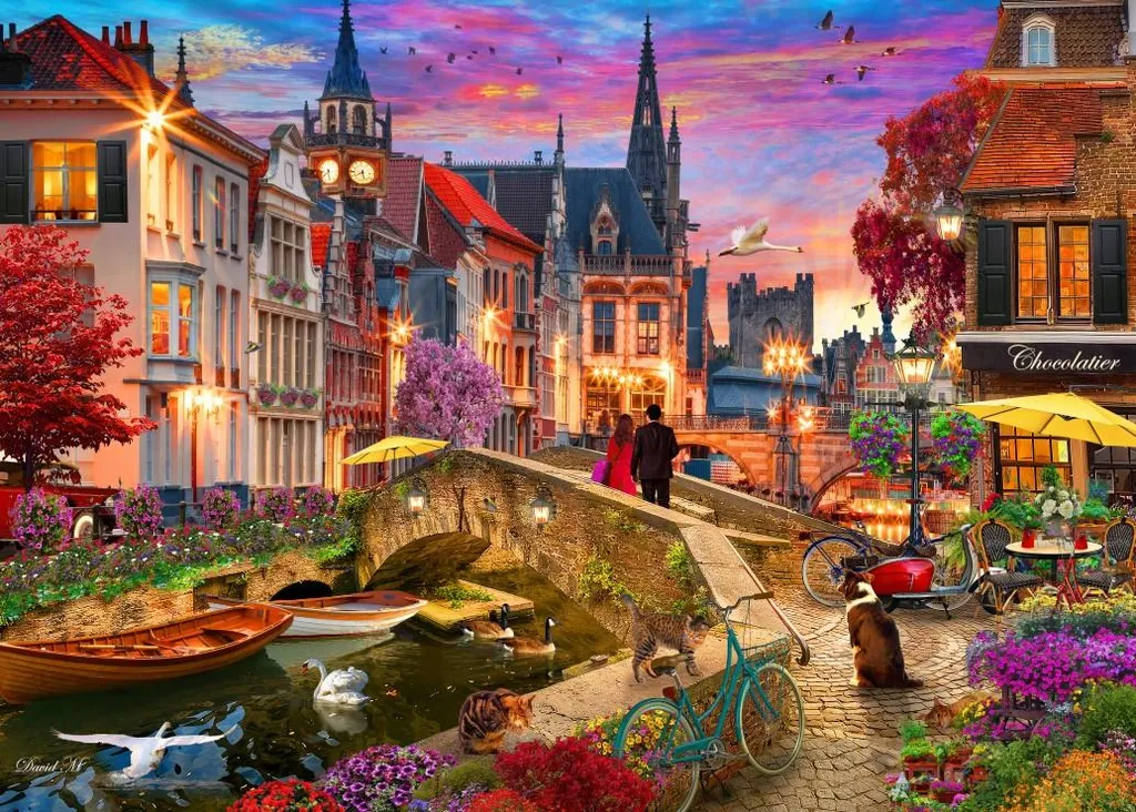 Puzzle Bluebird Soirée sur le canal 1000 pièces - Édition Paysage