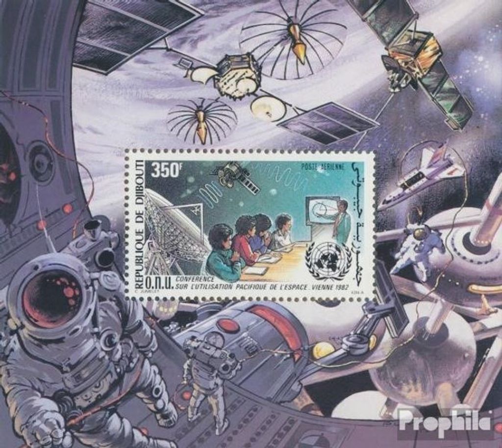 Briefmarken Dschibuti 1982 Mi Block71A (kompl.Ausg.) postfrisch Nutzung des Weltraums