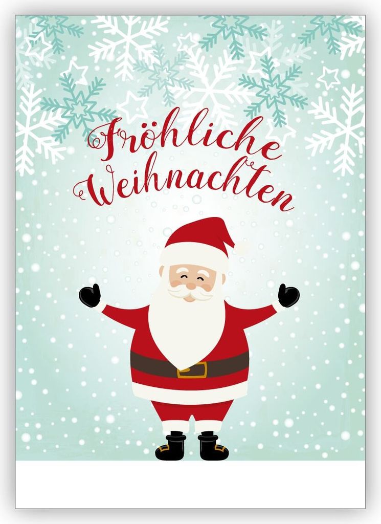 süße Weihnachtsmann Weihnachtskarte: Fröhliche Weihnachten