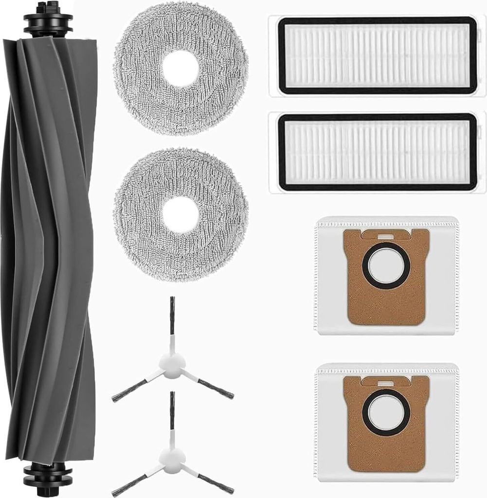9 Stück Zubehörset für Dreame L10s Ultra/L10 Ultra/L10 Prime, 1 Hauptbürste, 2 Staubbeutel, 2 Wischtücher, 2 Filter, 2 Seitenbürsten, Saugrob...