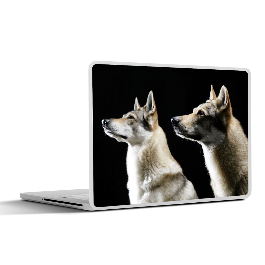 MuchoWow Laptop Aufkleber Sticker Cover Seitenprofil von zwei Wölfen 31x22.5 cm - Laptop-Deko