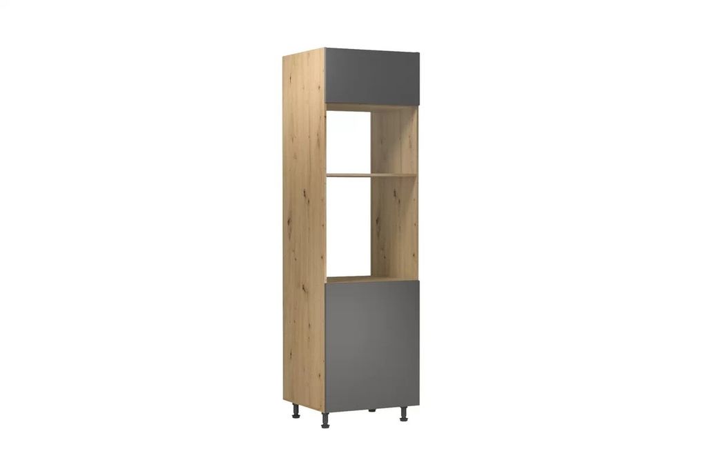 Mikrowellenumbauschrank 60x58x212 cm Küchenschrank, Langen D60PM Grau/ Matt