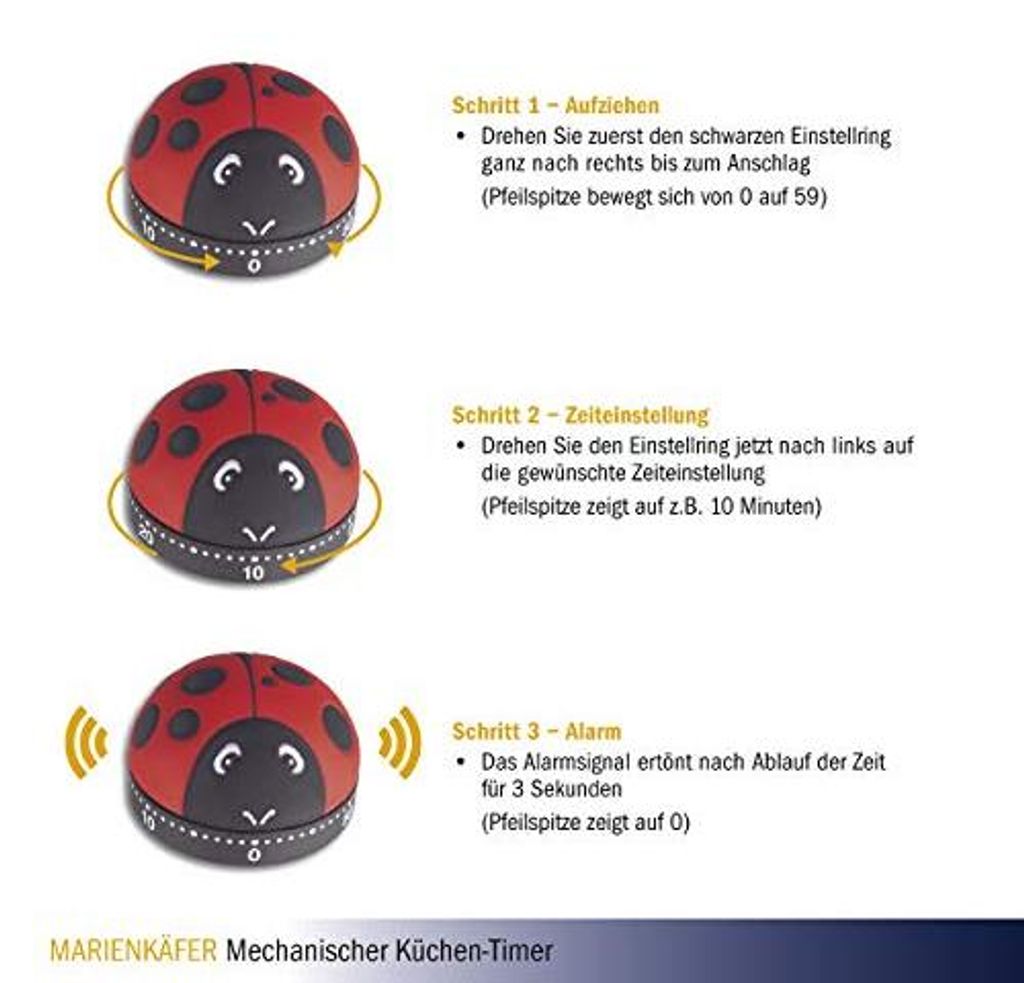 TFA-Dostmann Ladybird, Mechanischer Küchentimer, Schwarz, Produktbild 