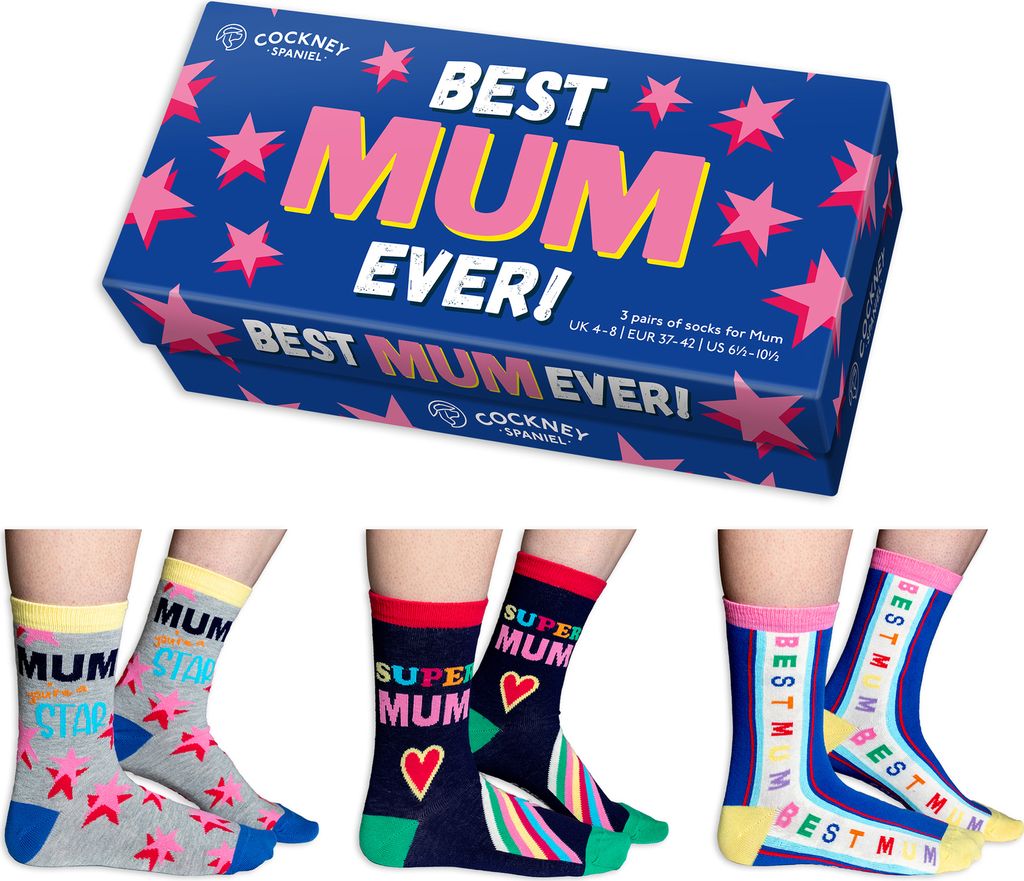 Best Mum ever! Mama Socken in 37-42 (3 Paare) Produktbild 