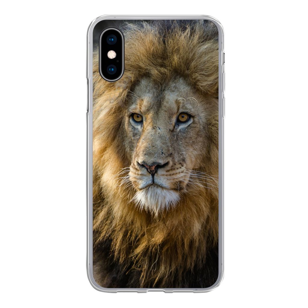 MuchoWow Handyhülle Schutzhülle Hülle für iPhone X Löwe - Porträt - Wild Silikon Softcase Handy Hülle - Handyhülle