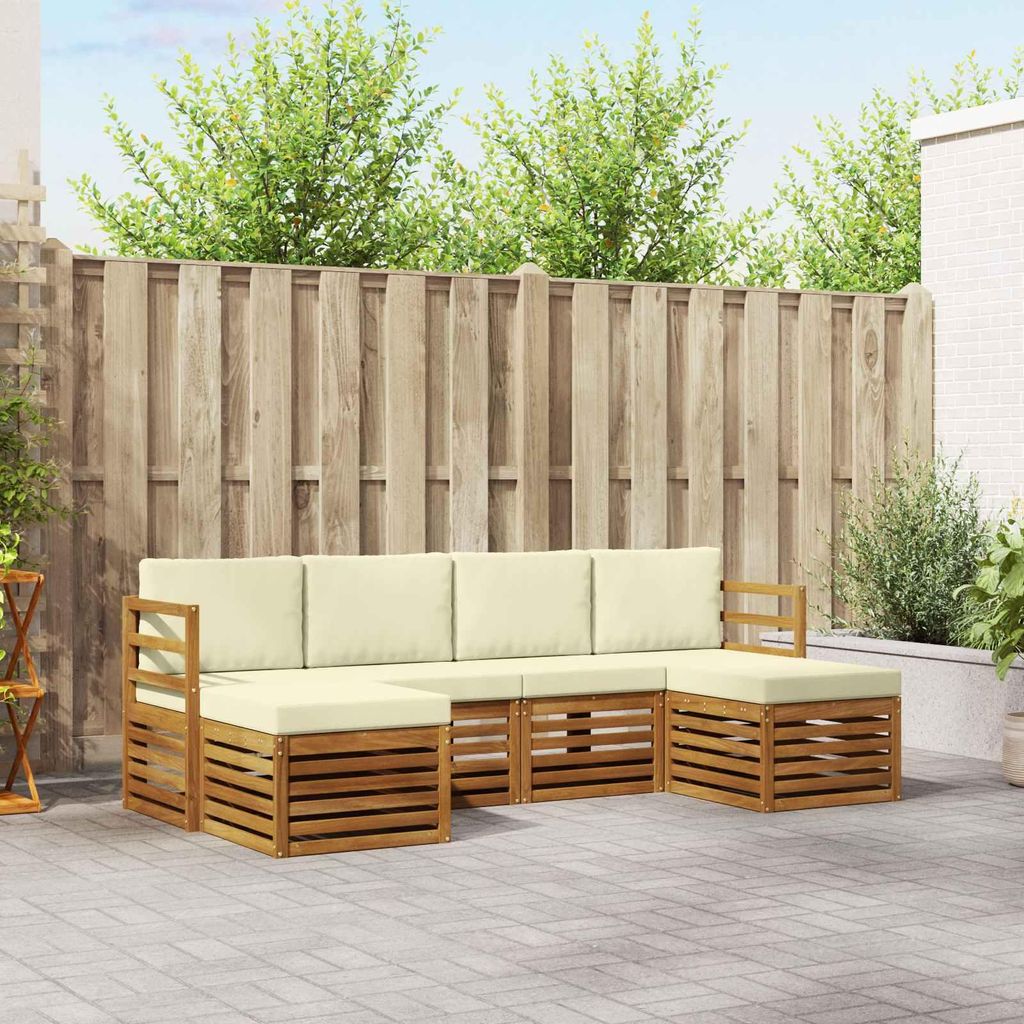 "Neues Produkt" Sofagarnituren - CLORIS - Terrassen-Sofa - 6 pcs - Natur und Creme Massivholz Akazie - Modern Gartensofas V2127