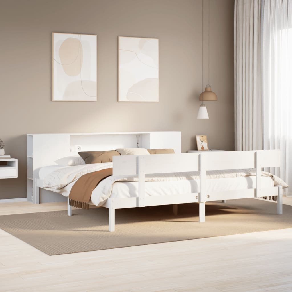 Maison Exclusive - Massivholzbett mit Regal ohne Matratze Weiß 200x200 cm Kiefer