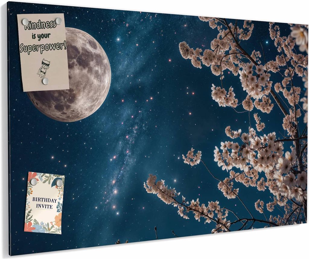 Magnettafel 60x40cm magnetisch & beschreibbar Metall-Board - Mondblumen Nacht