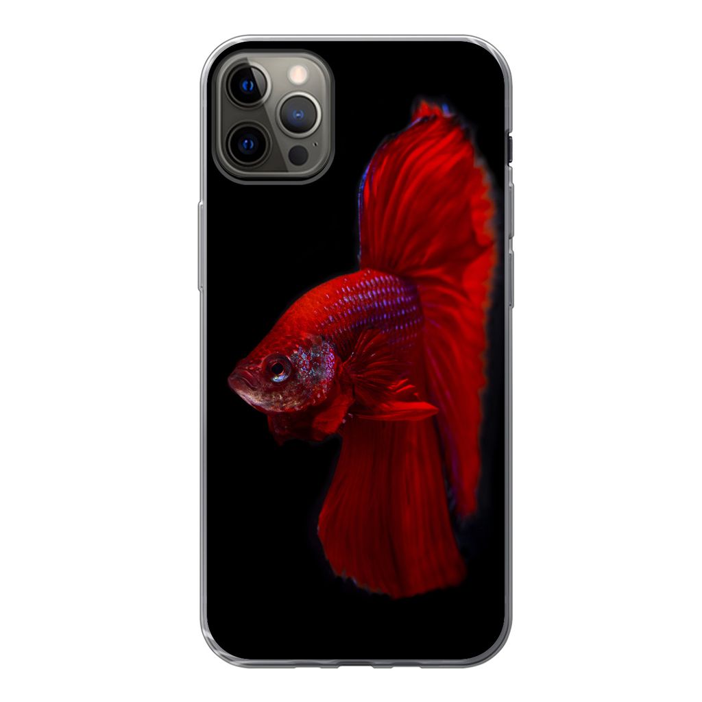 MuchoWow Handyhülle Schutzhülle Hülle für iPhone 13 Pro Max Fische - Tiere - Rot Silikon Softcase Handy Hülle - Mobiltelefon