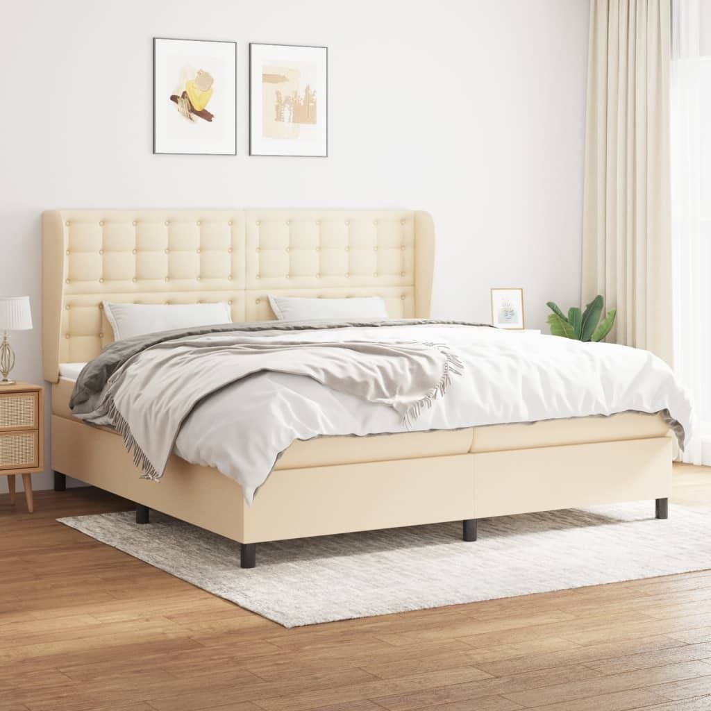 "2026 Promotion" Boxspringbett mit Matratze - Creme 200x200 cm - Stoff - Polsterbett CC6640