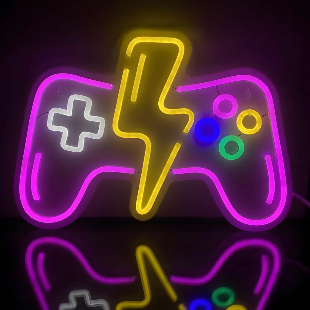 Néon LED Mural Manette de Jeu - Éclairage sans Chaleur pour Chambre