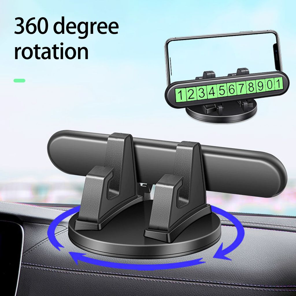 1 Setzen Sie das Armaturenbrettauto -Telefonhalter 360 Grad Rotation Luminous Display -Nummer verstecktem Modus Temporärer Parkschild Stoppschilde...