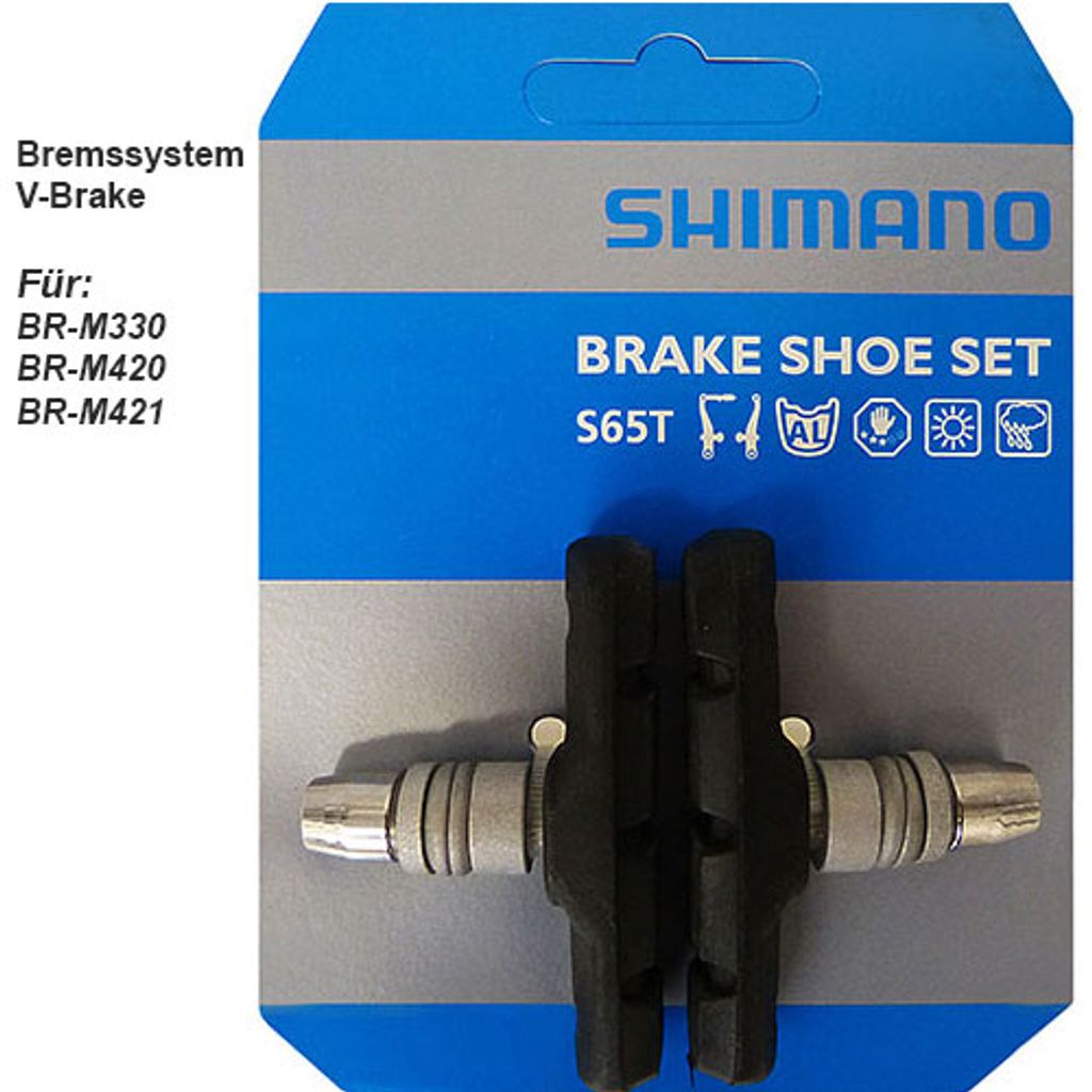 Bremsschuhe S65T V-Brake, L=60mm Shimano, symm., für Produktbild 