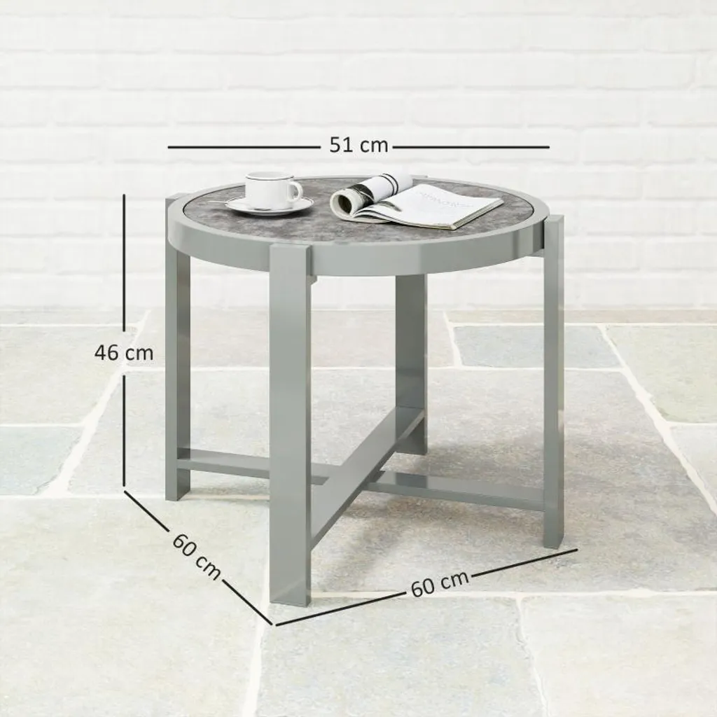 Table Basse Extérieure Résistante aux Intempéries Design Marbre Gris - 3