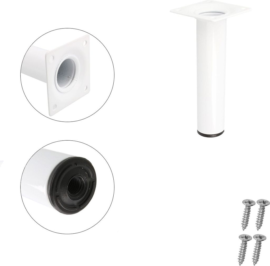 Runder Möbelfuss ø 30mm Weiss Metallstütze Sofafuss Produktbild 
