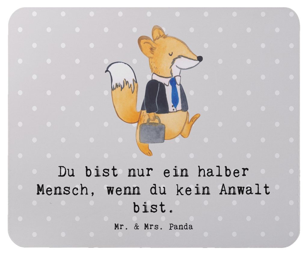 Mr. & Mrs. Panda Mauspad Anwalt Herz - Grau Pastell - Geschenk, Anwaltskanzlei, Spruch, Mousepad, Mouse Pad, Jurist, laptop, computermatte, pc