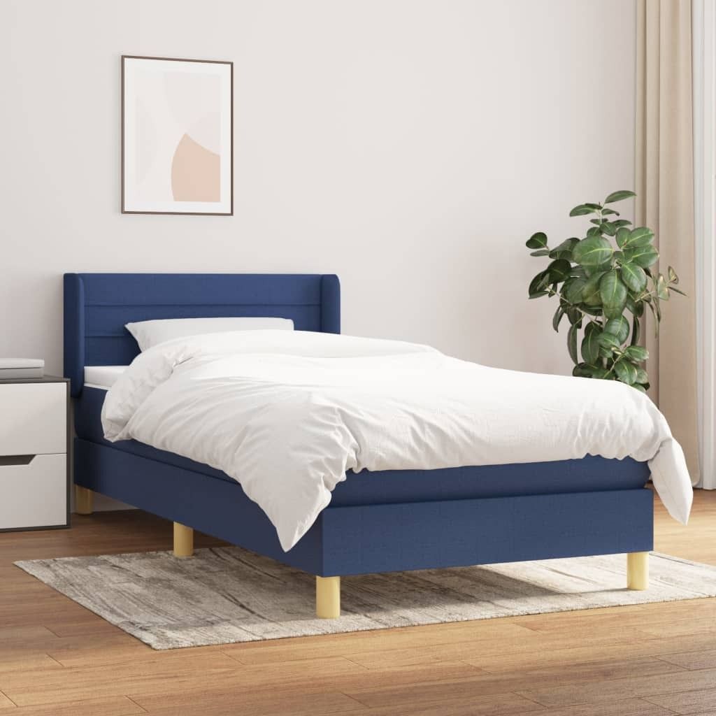 Maison Exclusive - Boxspringbett mit Matratze Blau 90x200 cm Stoff