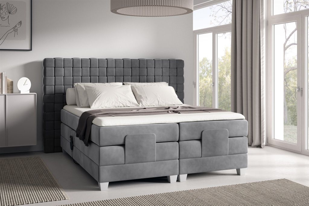 Boxspringbett Elektrisch Bett VIDAL 120x200cm in Stoff Fresh Grau