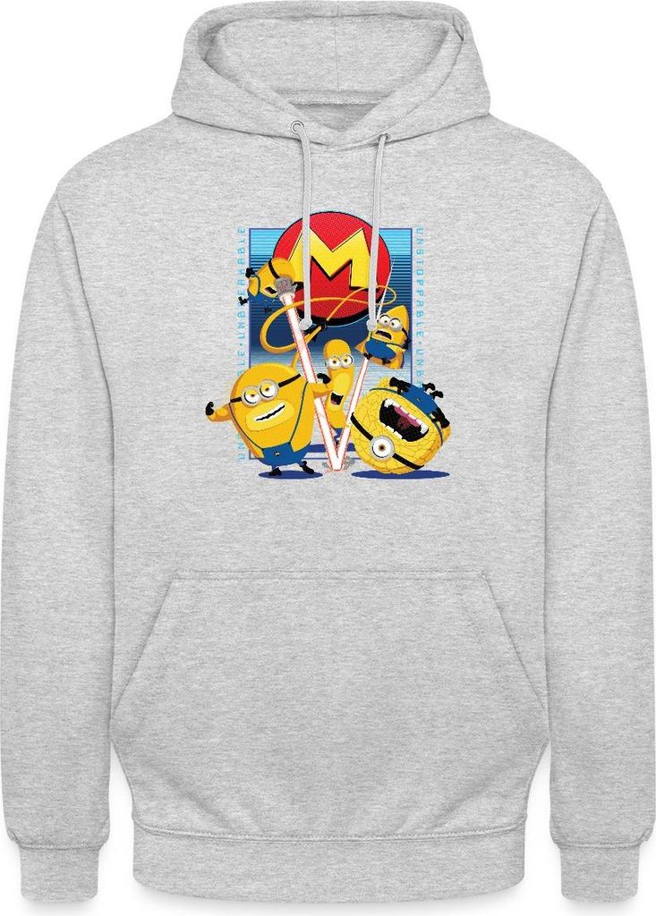 Spreadshirt Minions 5 Mega Minions Mit Superkräften Uni Hoodie, 3XL, Hellgrau meliert