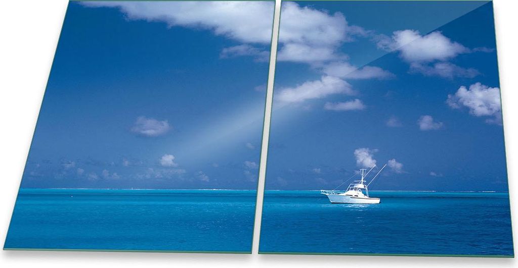 Herdabdeckplatte Glaskeramik 2-Teilig 2x40x52 Meer Blau Abdeckung Spritzschutz Glas