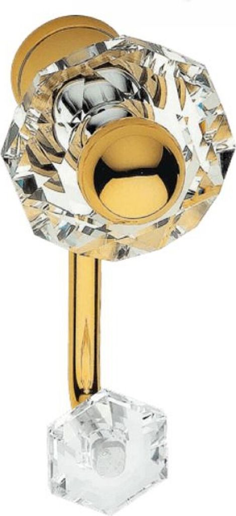 Casa Padrino Luxus Kleiderhaken Set Gold 5 x 12 cm - Messing Kleiderhaken mit Swarovski Kristallglas