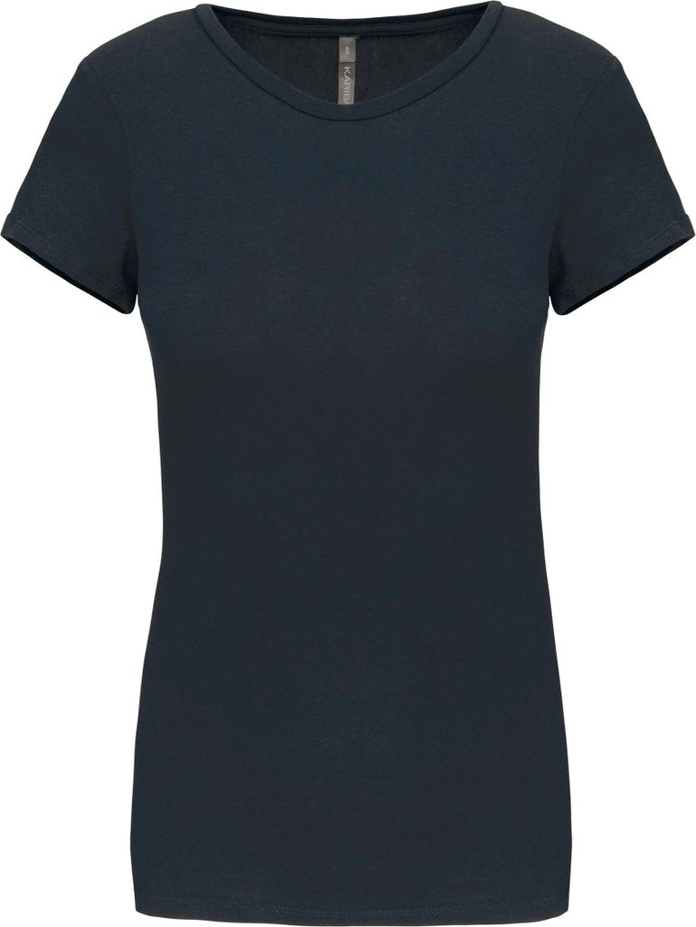 Kariban Damen T-Shirt Baumwolle Oberteil Kurzarm Rundhals Tshirt Basic, Größe:L, Farbe:Navy Blau