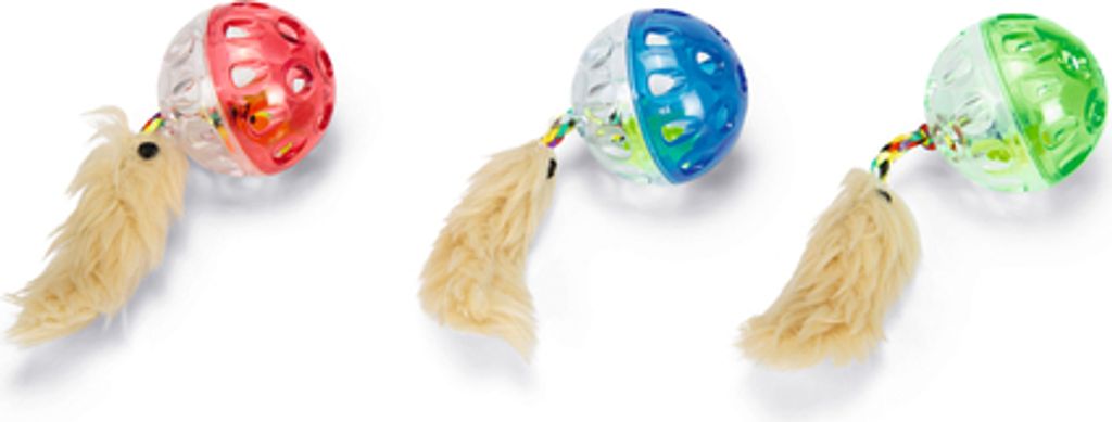 Beeztees Katzenspielzeug Ball mit Feder farblich sortiert