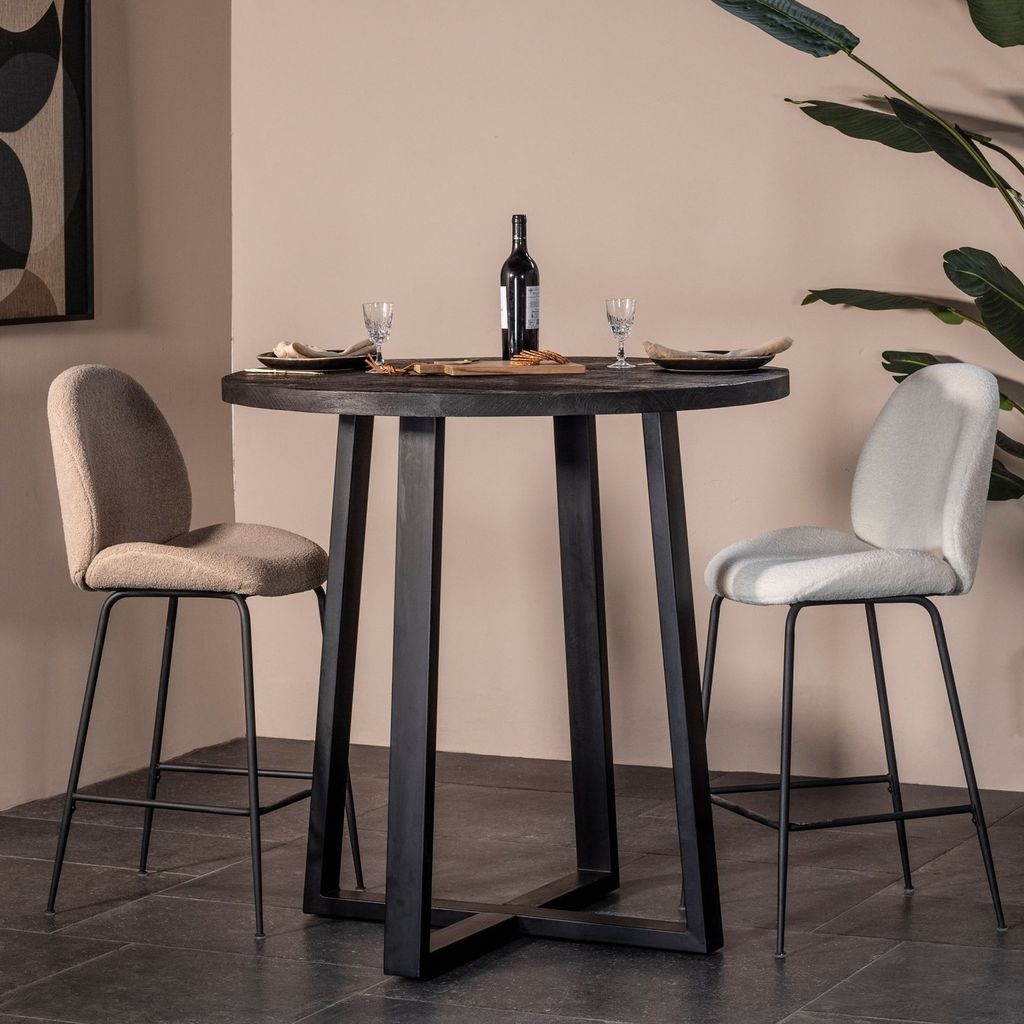 Bartisch Rund - Schwarz - 110cm - Mangoholz - Bartisch Lowie - Giga Meubel