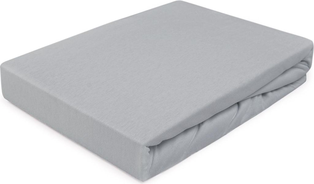 A folded grey fitted sheet is shown on a white background.