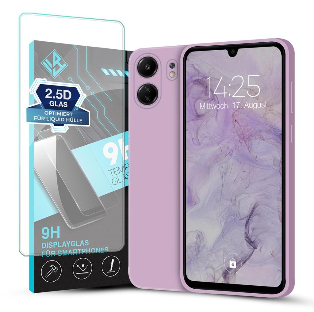 Hülle für Xiaomi Redmi 13C mit 9H Displayglas Displayschutz Produktbild 