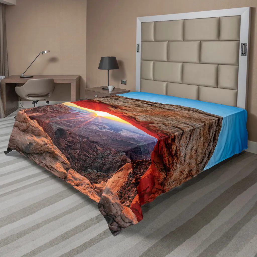 Drap Plat Thème Nature USA pour Chambre Adulte, Confortable 266x260 cm